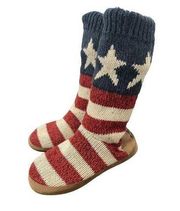 Muk Luks Venessa Stars Stripes Patriot Americana Slippers Shoes Womens Size 7/8