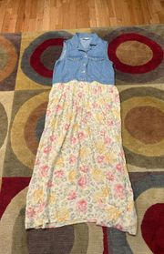 NWOT  Sport Denim Floral Print Long Sleeveless Dress Size Medium