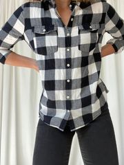 Mossimo Black And White Plaid Flannel