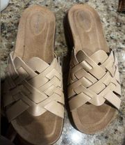 Easy Spirit Leather SEMarsha Tan  WOMENS Slide Sandals Size 7.5 New Shoes