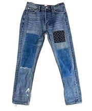 Rebecca Taylor La Vie denim patchwork straight leg jeans size 26