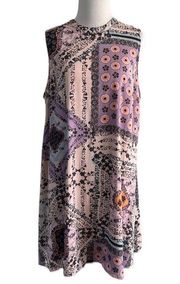 Signature Studio Boho Floral Medallion Mixed Print Pleat Back Dress | Large