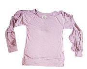 Chaser Dusty Pink Ruffle Sleeve Long Sleeve Top Women's Medium NWT Mauve