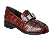 NEW Rag & Bone Canter Loafer 7 Womens Crocodile Embossed Leather Slip On Brown