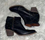 Eric Michael Black Leather Studded Ankle Bootie