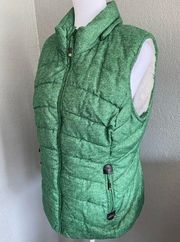 Green Tea Quilted Puffer Vest Fur Lined Outdoorsy granola girl woodsy Vest Large