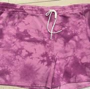 Women’s Shorts 3X Fleece Lounge Relaxed Fit Lilac Tye Dye Workout Athletic Gym