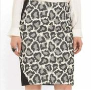 Diane von Furstenberg Emma Pencil Skirt Leopard Black Ivory 10 NWT