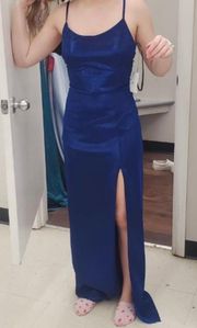 blue slit dress