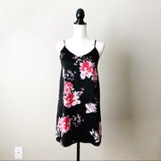 HONEY PUNCH | Black Floral Satin Slip Nighty Sz S