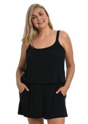 Maxine Of Hollywood Jersey Swim Romper One Piece/Cover Up (Plus Size)