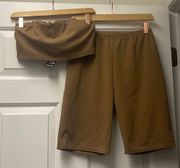 NWT  brown biker short set