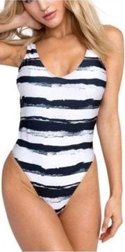 NWT Wildfox Mascara Stripe 80’s One Piece Swimsuit