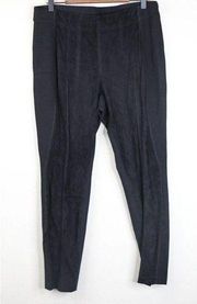 Lafayette 148 Women Gramercy Skinny Pants Size 12 Black Soft Velour Side Zip