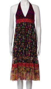 Agua Bendita Day of the Dead Halter Maxi Dress Small