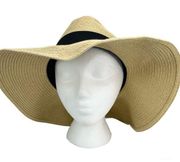 GAP Womens Packable Sun Hat Wide Brim Beige Black New