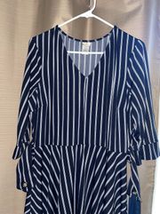 blue navy dress striped