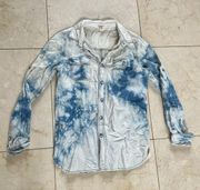 Life in Progress Tie Dye Chambray Jean Like Shirt Sz XS