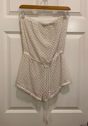 VS White Crochet Beach Coverup Romper Sz Small