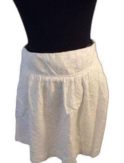 Loft Outlet White eyelet skirt Lined Size 4 A line