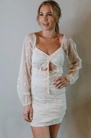 Cream Embroidered Daisy Dress