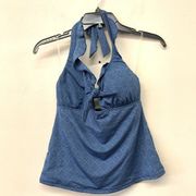 Lucky Brand Women Size D Blue Printed All the Frills Tankini Top Swim Separate