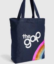 Gap Logo Sequin Flip Graphic Canvas Tote Bag New