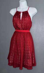 New w Tags Francesca’s Red Spring Lace Keyhole Dress Womens XS