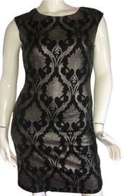 Donna Ricco sleeveless metallic silver and black  dress