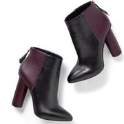 Black And Purple Two Toned Heeled Booties