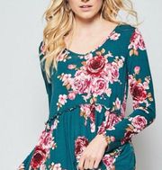 NWT Womens Andree by Unit Floral Long Sleeve Peplum Style Babydoll Top - Sz S