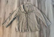 Flax M Oatmeal Linen Button Up Blouse