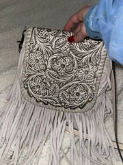 white leather purse