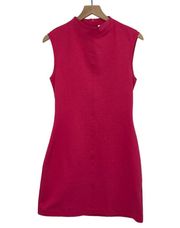 COS Mini Dress Slim Fit Mock Neck Modern Bright Hot Pink Fuchsia Womens Small