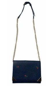 Urban Expressions Blue Vegan Leather Cross Body Clutch Purse Gold Chain Strap