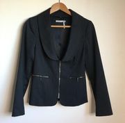 CLASSIQUES ENTIER Zip Front Blazer Jacket Zipped Pocket Black Womens Size 0 Work