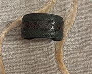🆕 Bottega Veneta | Leather Cuff Bracelet Small Braided Snake Dark Gray