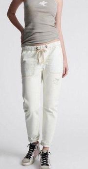 NWOT  SHABBIES DRAWSTRING BOYFRIEND JEANS in XANTHE