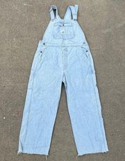 Vintage 90s Lee riveted dungarees light wash denim overalls XL