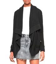 charcoal gray faded black open front drape cardigan