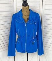 Josephine Studio Cinch Waist Nylon Utility Jacket Royal Blue Medium