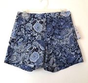 NEW NWT MICHAEL MICHAEL KORS MK Navy Blue Multi Paisley Cotton Twill Shorts 2