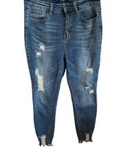 s High Rise Distressed Raw Hem Ankle Denim Jeans