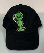 Black Green Alien Peace Sign Patch Studded Baseball Cap Trucker Hat 👽✨