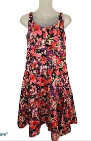 Women’s Pink Black Floral Sleeveless Dress Size 6