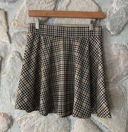 CKH Clockhouse Tan And Black Plaid Skater Style Skirt- Size Medium- Like New