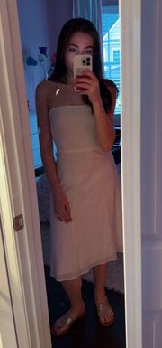 White Strapless Midi Dress