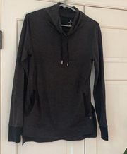 Gray cowl neck Apana workout casual top pockets M Charcoal Drawstring Pullover