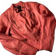 GUESS pink crop faux leather jacket XS
