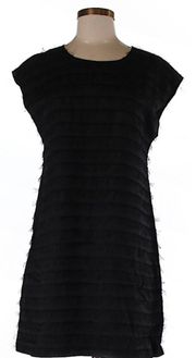 NWT $159  A Line Tiered Black Crew Neck Dress XS